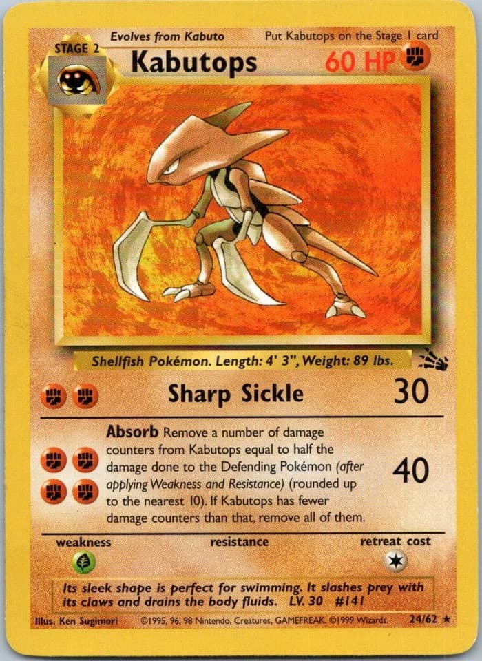 Kabutops (24) Rare Fossil 24/62 NM