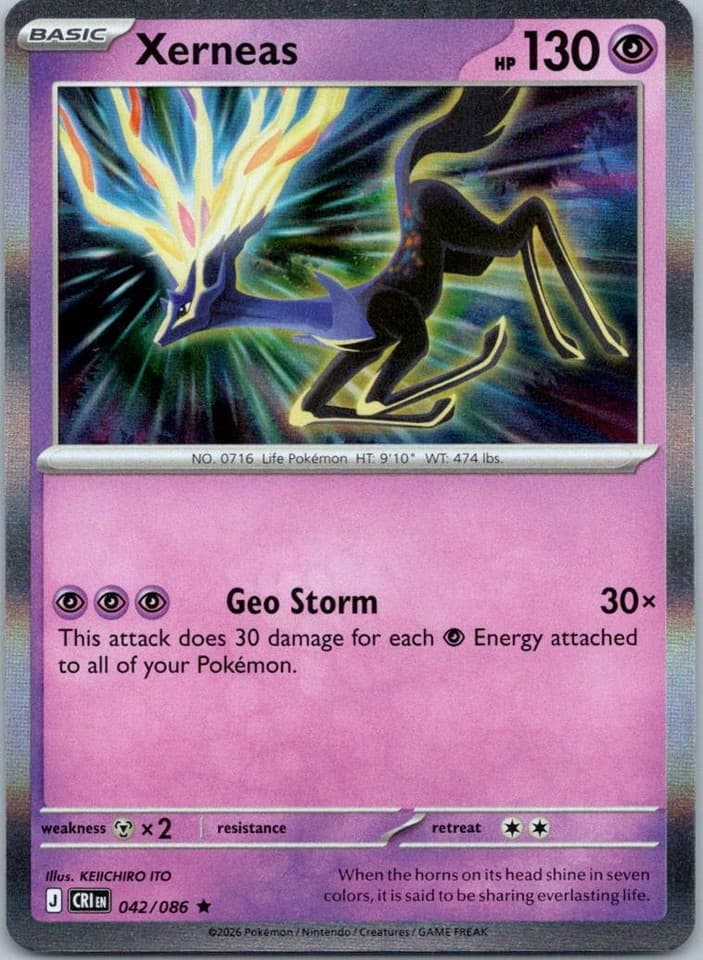 Xerneas Rare ME04: Chaos Rising 042/086 NM