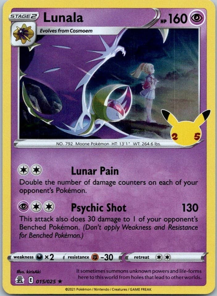 Lunala Holo Rare Celebrations 015/025 NM