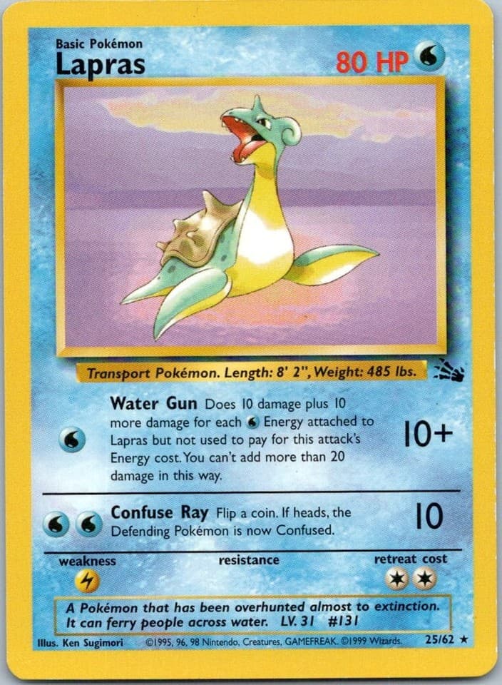Lapras (25) Rare Fossil 25/62 NM