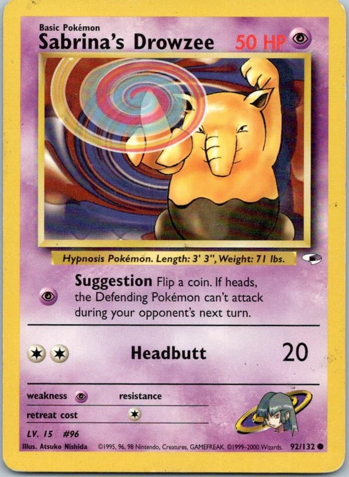 Sabrina's Drowzee Common Gym Heroes 092/132 NM