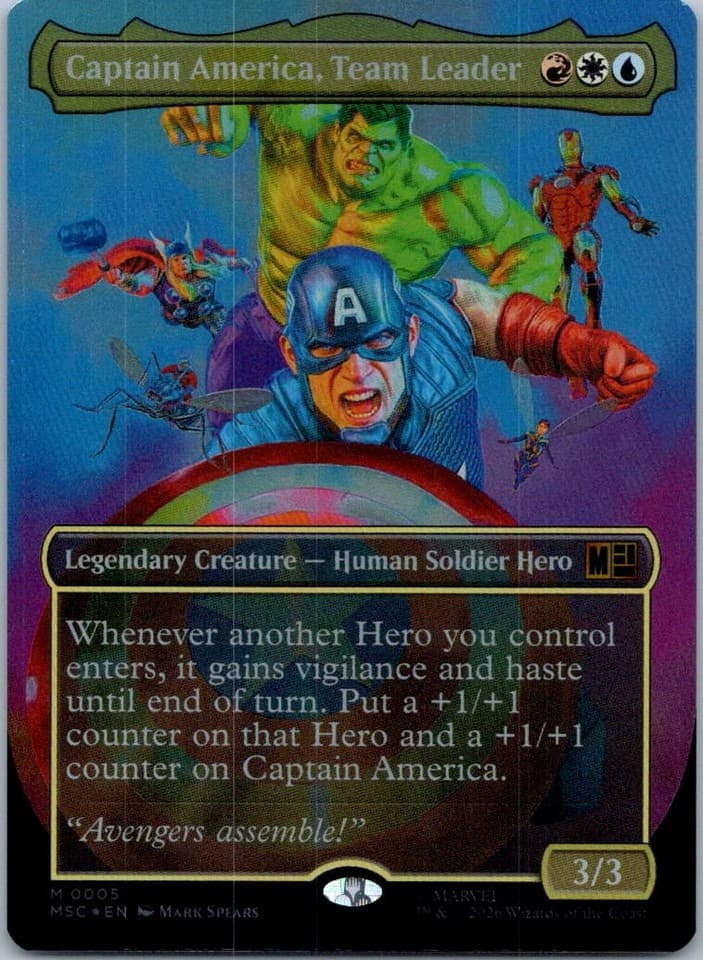 Captain America, Team Leader (Borderless) M Commander: Marvel Super Heroes 5 NM