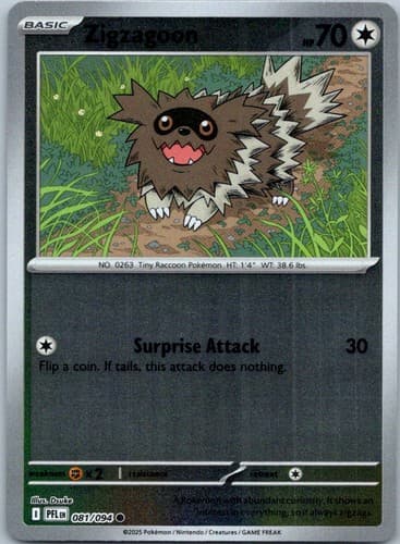 Zigzagoon Common ME02: Phantasmal Flames 081/094 NM