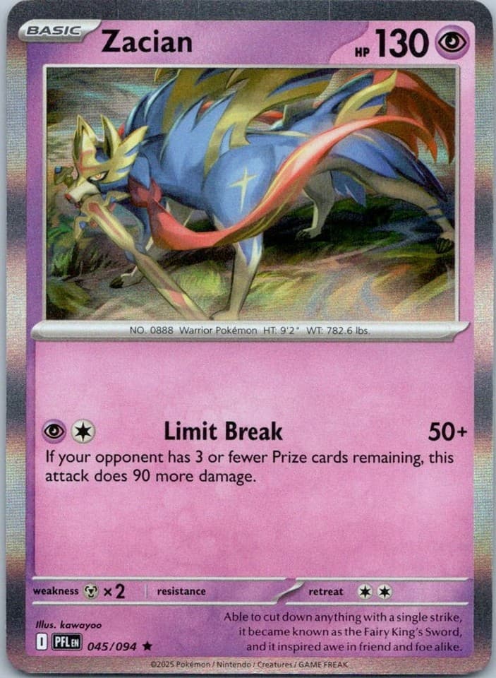 Zacian Rare ME02: Phantasmal Flames 045/094 NM