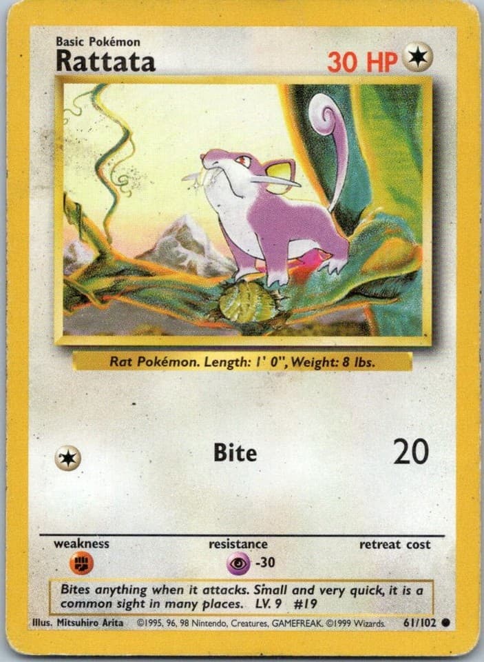 Rattata Common Base Set 2 089/130 NM