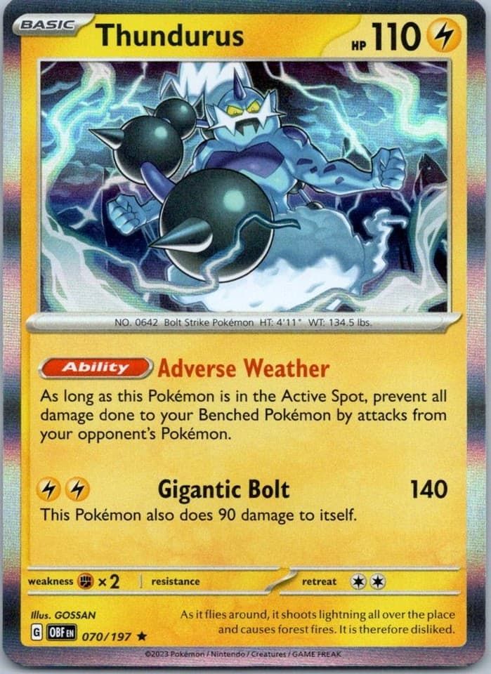 Thundurus Rare SV03: Obsidian Flames 070/197 NM