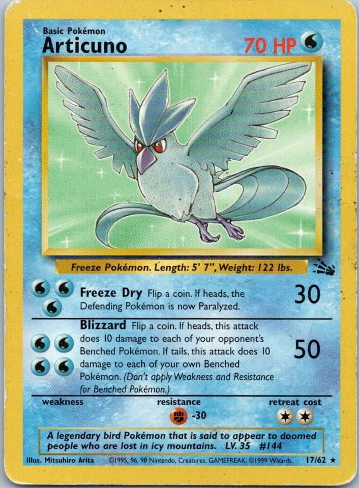 Articuno (17) Rare Fossil 17/62 NM
