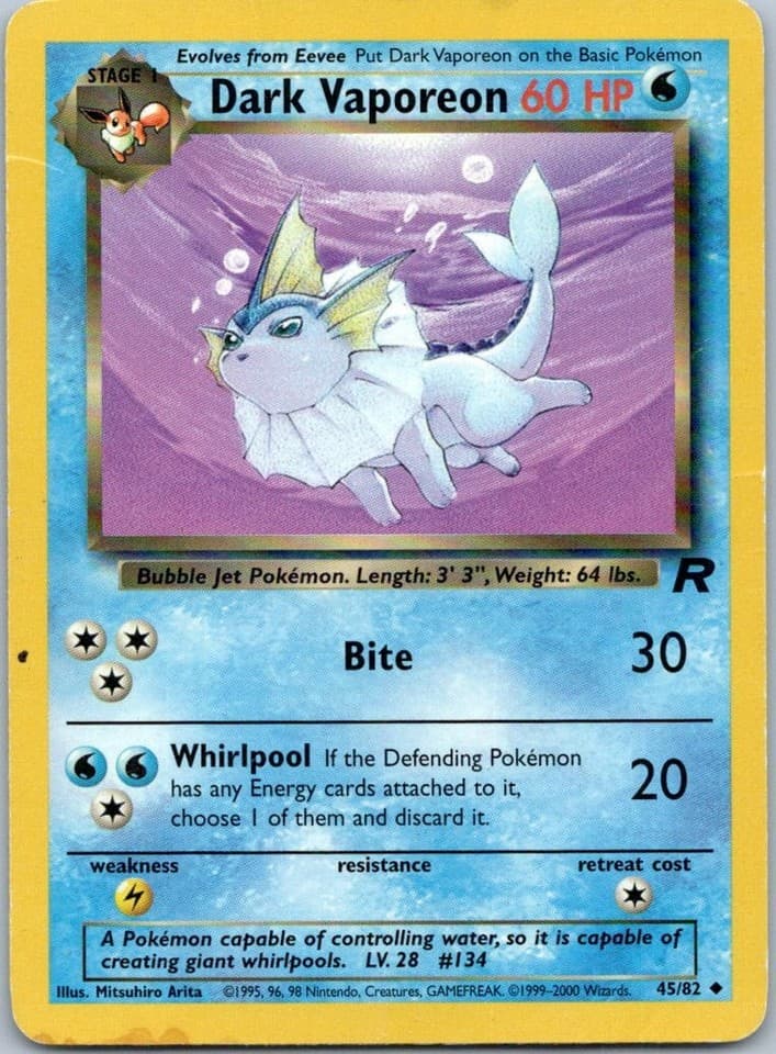 Dark Vaporeon Uncommon Team Rocket 45/82 NM