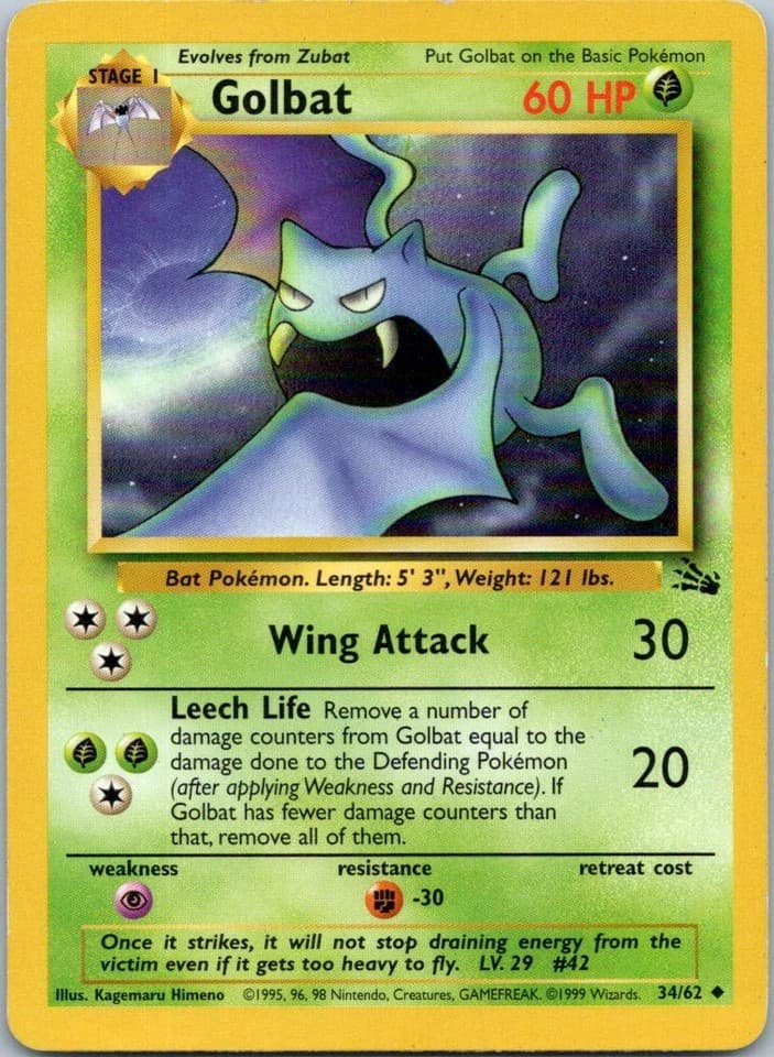 Golbat Uncommon Fossil 34/62 NM