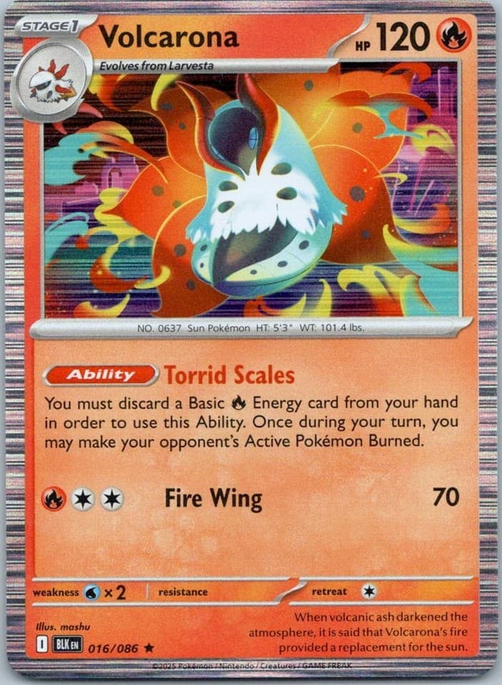 Volcarona Rare SV: Black Bolt 016/086 NM