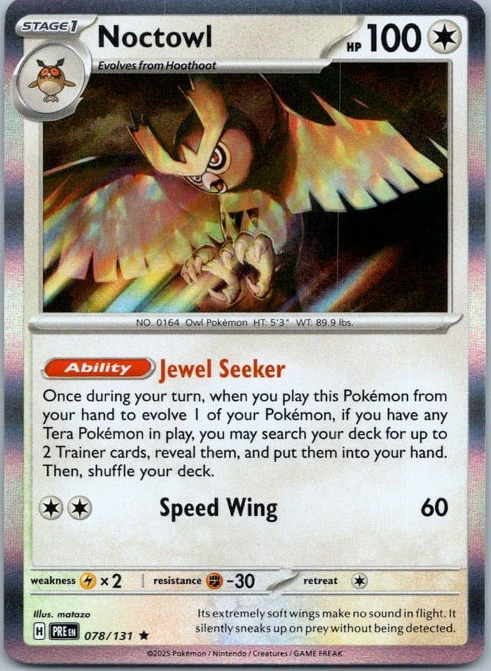 Noctowl Rare SV: Prismatic Evolutions 078/131 NM