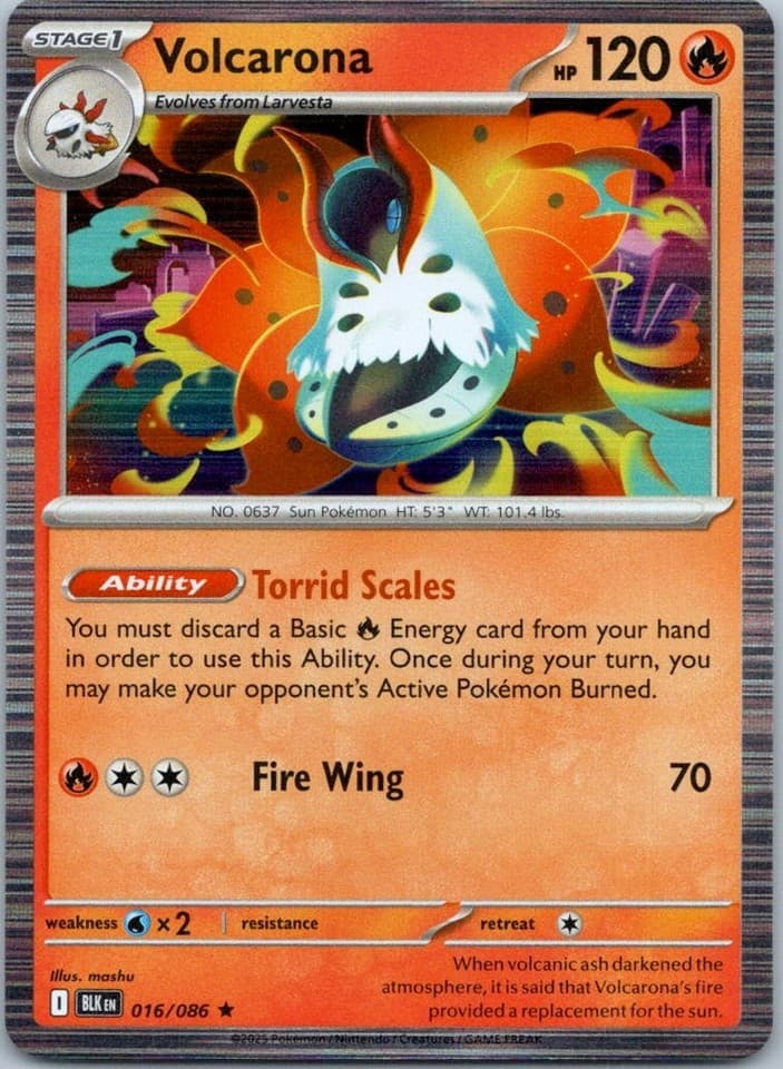 Volcarona Rare SV: Black Bolt 016/086 NM