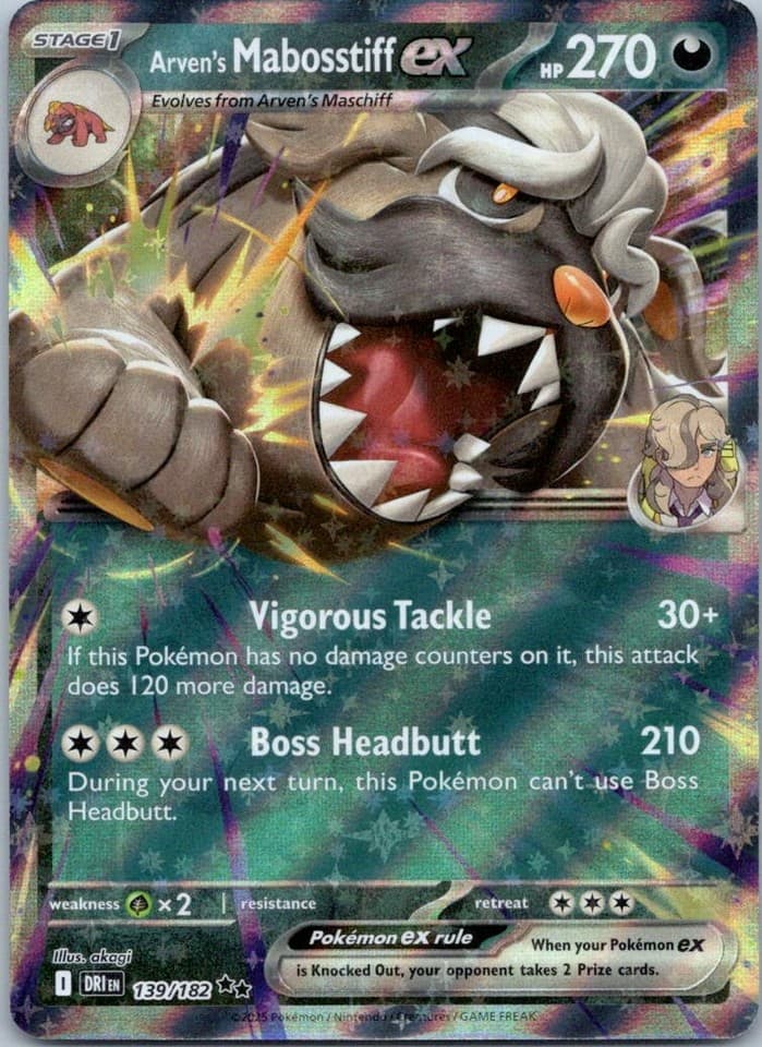 Arven's Mabosstiff ex Double Rare Prize Pack Series Cards 139/182 NM
