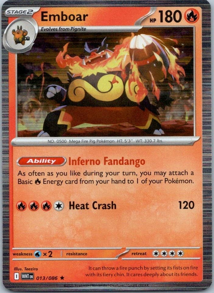 Emboar Rare Prize Pack Series Cards 013/086 NM